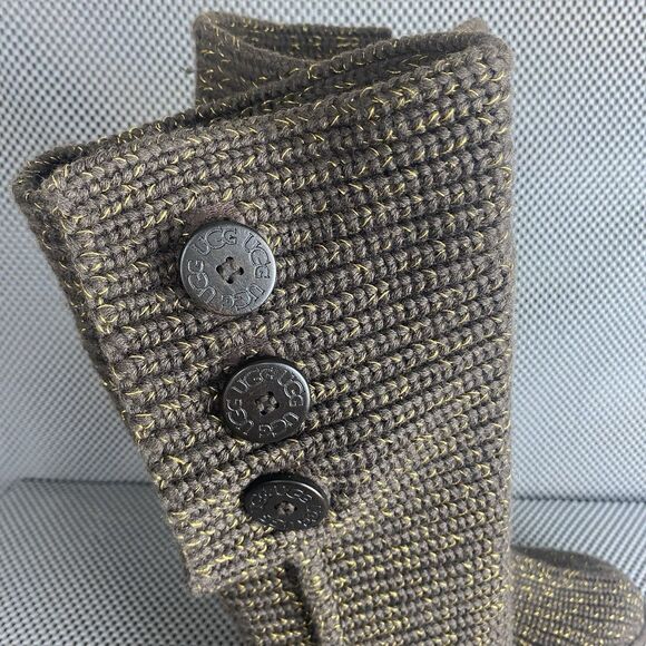 UGG Classic Cardy II Knit Sweater Boot Womens Size 8 Brown Sheepskin Lining - Picture 9 of 12